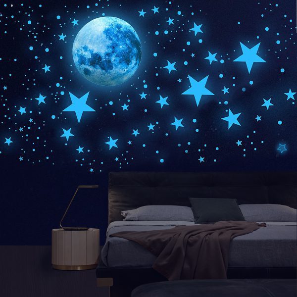 Glow In The Dark Stars Wall Stickers For Ceiling + Digital LED Watch FREE