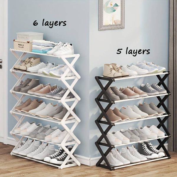 Foldable Simple Shoe Rack, X-shaped Shoe Shelf, Multi-layer + Digital LED Watch FREE