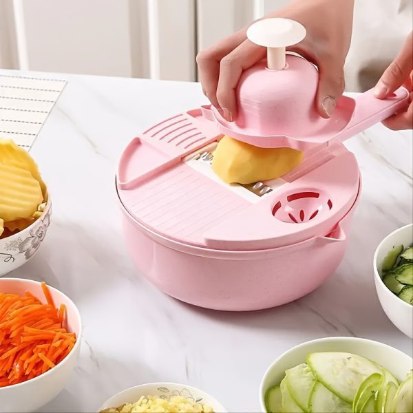6pcs/Set, Vegetable Slicer, Multifunctional Fruit Slicer, Handle Food Grater, Vegetable Slicer, Cutter With Container, Onion Mincer Chopper, Household Potato Shredder, Kitchen Stuff, Kitchen Gadgets + Digital LED Watch FREE