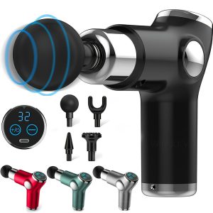 High Frequency Massage Gun Mini LCD 32 Speeds Fascia Gun Muscle Massager Relaxation Body Relax Fitness + Digital LED Watch FREE